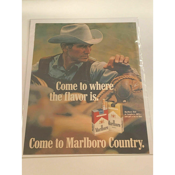 1970 Marlboro Cigarettes Cowboy Horse Saddle Hat Vintage Magazine Print Ad