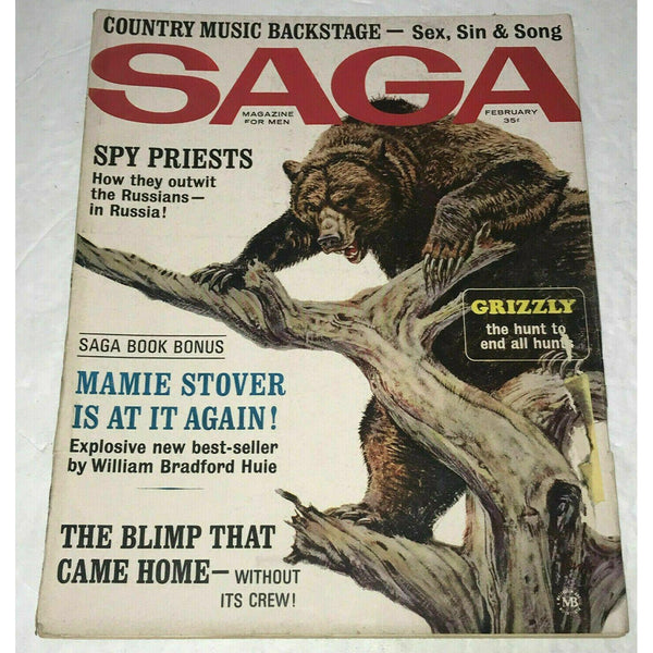 Saga February 1964 Magazine Spy Priests Russia Mamie Stover Ted Lewin Cover Art