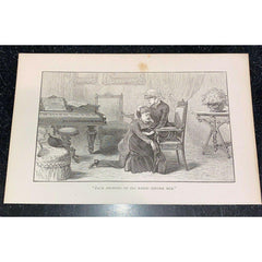 Man Kneeling Head on Woman's Lap Piano Vintage Print 1885 Karst White