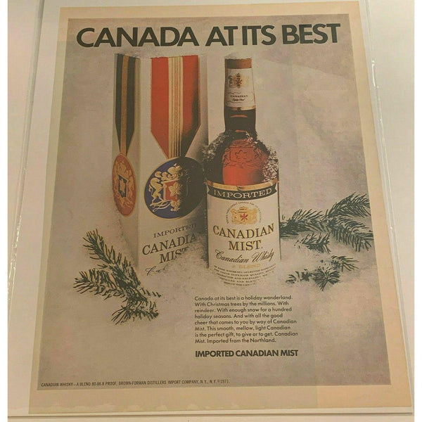 1971 Canadian Mist Whiskey Winter Christmas Vintage Magazine Print Ad