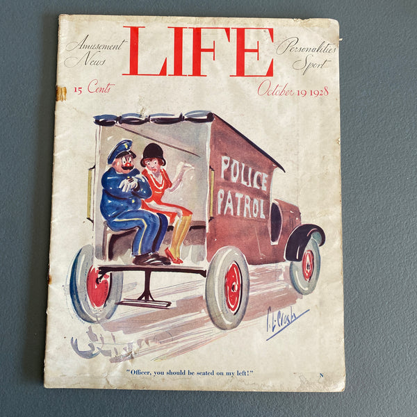 Life October 19 1928 magazine police patrol paddy wagon cover