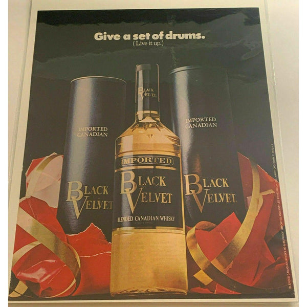 1971 Black Velvet Canadian Whisky Whiskey Drums Vintage Magazine Print Ad