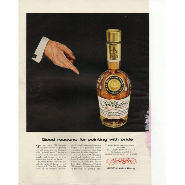1957 old smuggler scotch whisky Vintage Magazine Print Ad