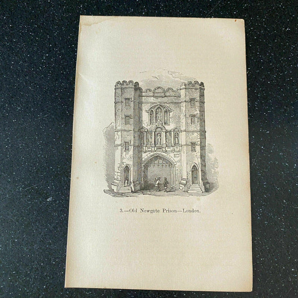 1877 Old Newgate Prison London England English History Vintage Print