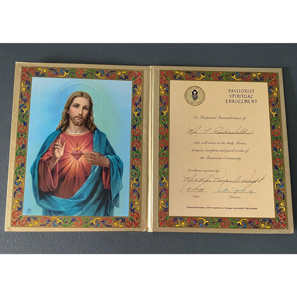 Passionist Monastery Chicago Certificate Vintage 1990s