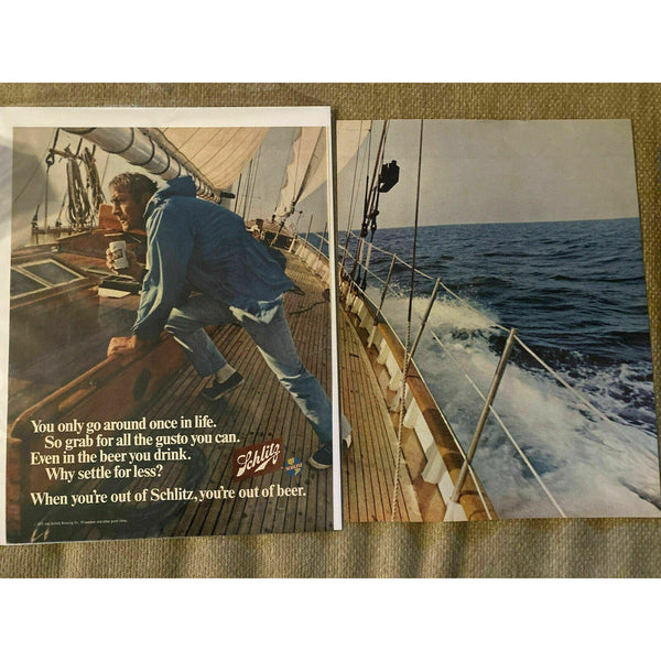 1970 Schlitz Beer Milwaukee Sailing Sailboat Vintage Magazine Print Ad