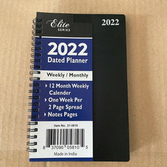 2022 Dated Planner Weekly Monthly Calendar Black Spiral 5"x8" Appointment Book