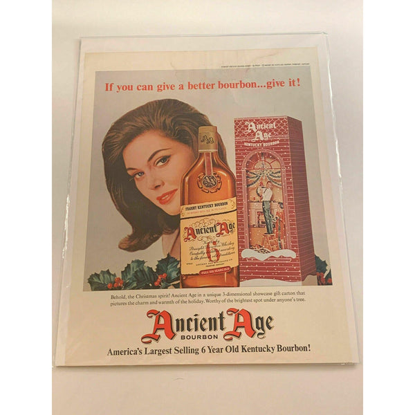 1965 Ancient Age Bourbon Whiskey Christmas Mistletoe Vintage Magazine Print Ad