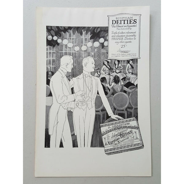 Egyptian Deities Cigarettes 1917 Filter Smoking Show Girls Vtg Magazine Print Ad