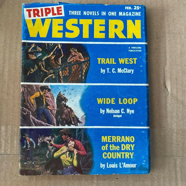 Triple Western February 1953 pulp magazine Louis L'Amour Cowboy