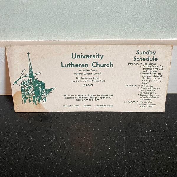 University Lutheran Church Ink Blotter 1950s Vintage Advertising East Lansing MI