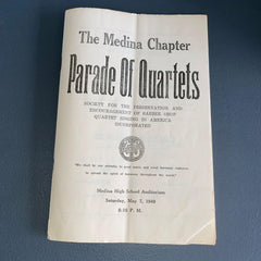 Parade of Barbershop Quartets 1949 Medina Ohio Chapter Program Movie Prop