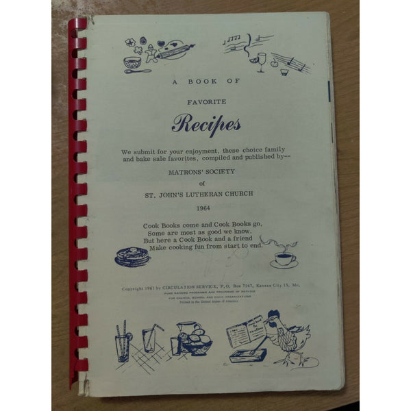 St. John's Lutheran Church Cook Book 1960s Akron Ohio Slovak Polish Recipes