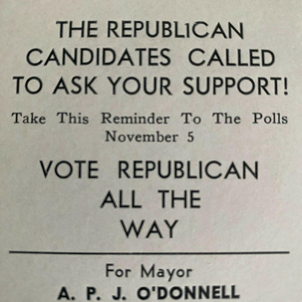 Elyria Ohio 1957 Political Campaign Bookmark Blotter Republican Vintage