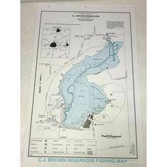 C.J. Brown Reservoir Fishing Map Ohio Vintage 1996 Clark County