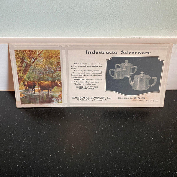 Ross-Royal Indestructo Silverware Ink Blotter 1930s Vintage Advertising Brooklyn NY